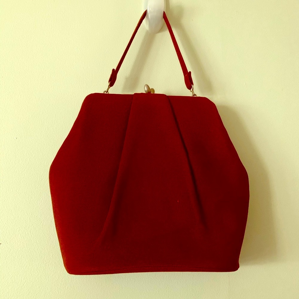 🦋 3/$20 True Vintage 1940’s Brown Fabric Handbag Small